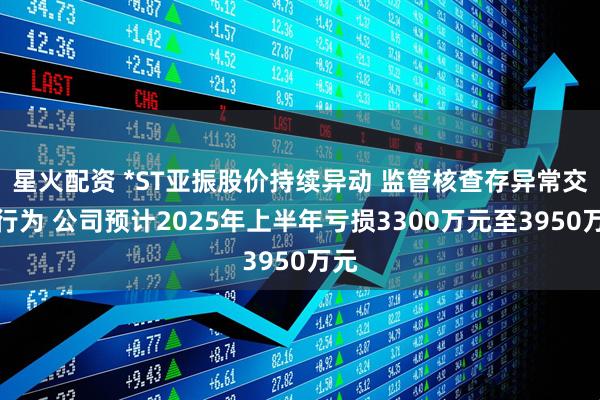 星火配资 *ST亚振股价持续异动 监管核查存异常交易行为 公司预计2025年上半年亏损3300万元至3950万元